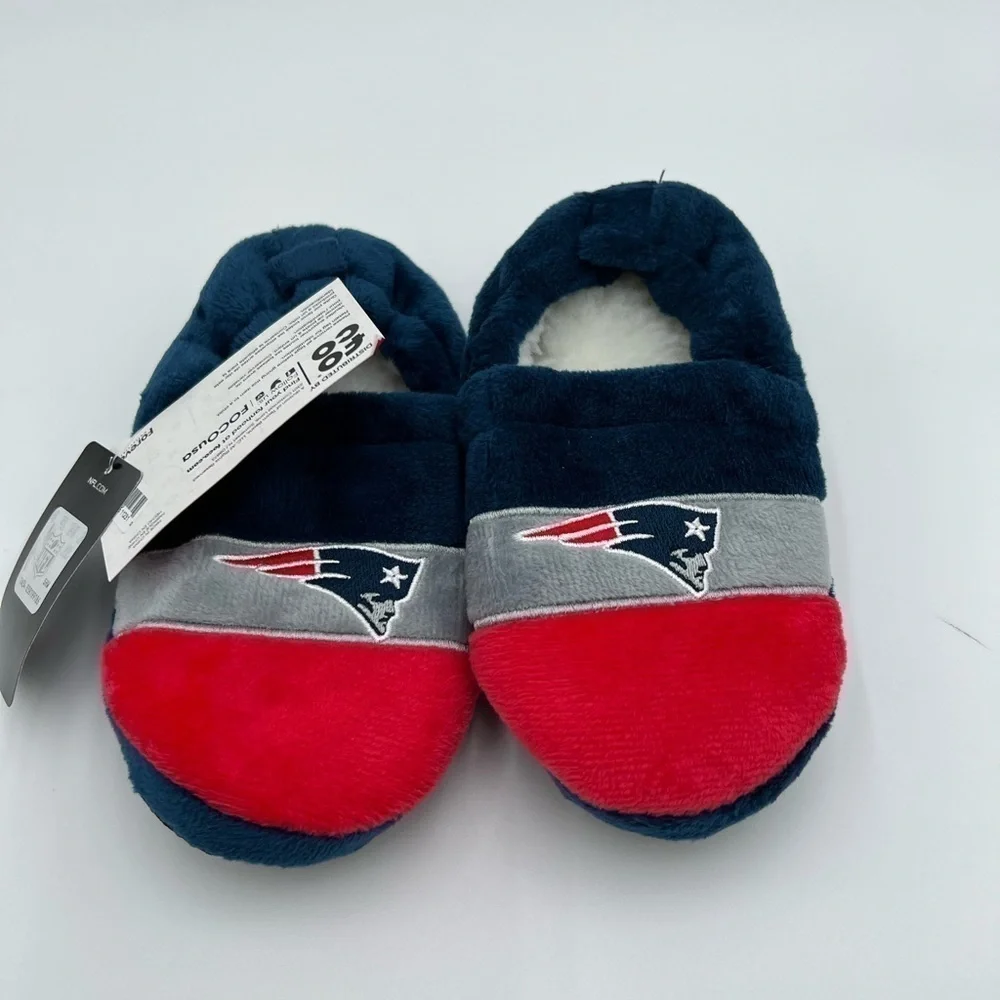 FOCO Boy's NFL Team Logo Plush Kid's Slippers NWT